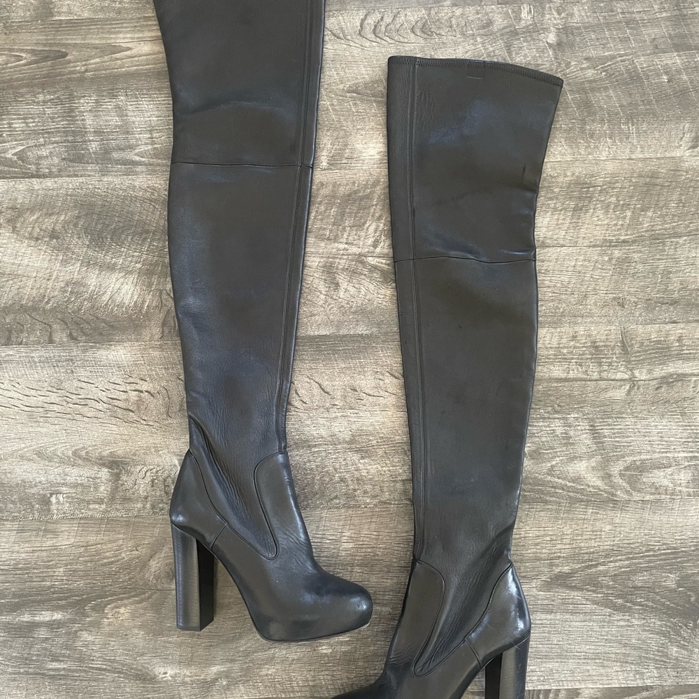 Prada Black Leather Thigh High Boots 🎩 - Picture 4 of 14